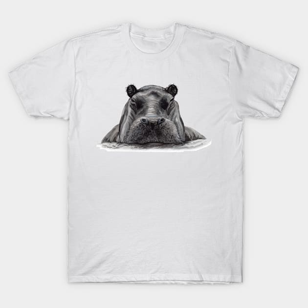 hippopotamus watercolor hand drawn T-Shirt by Mako Design 